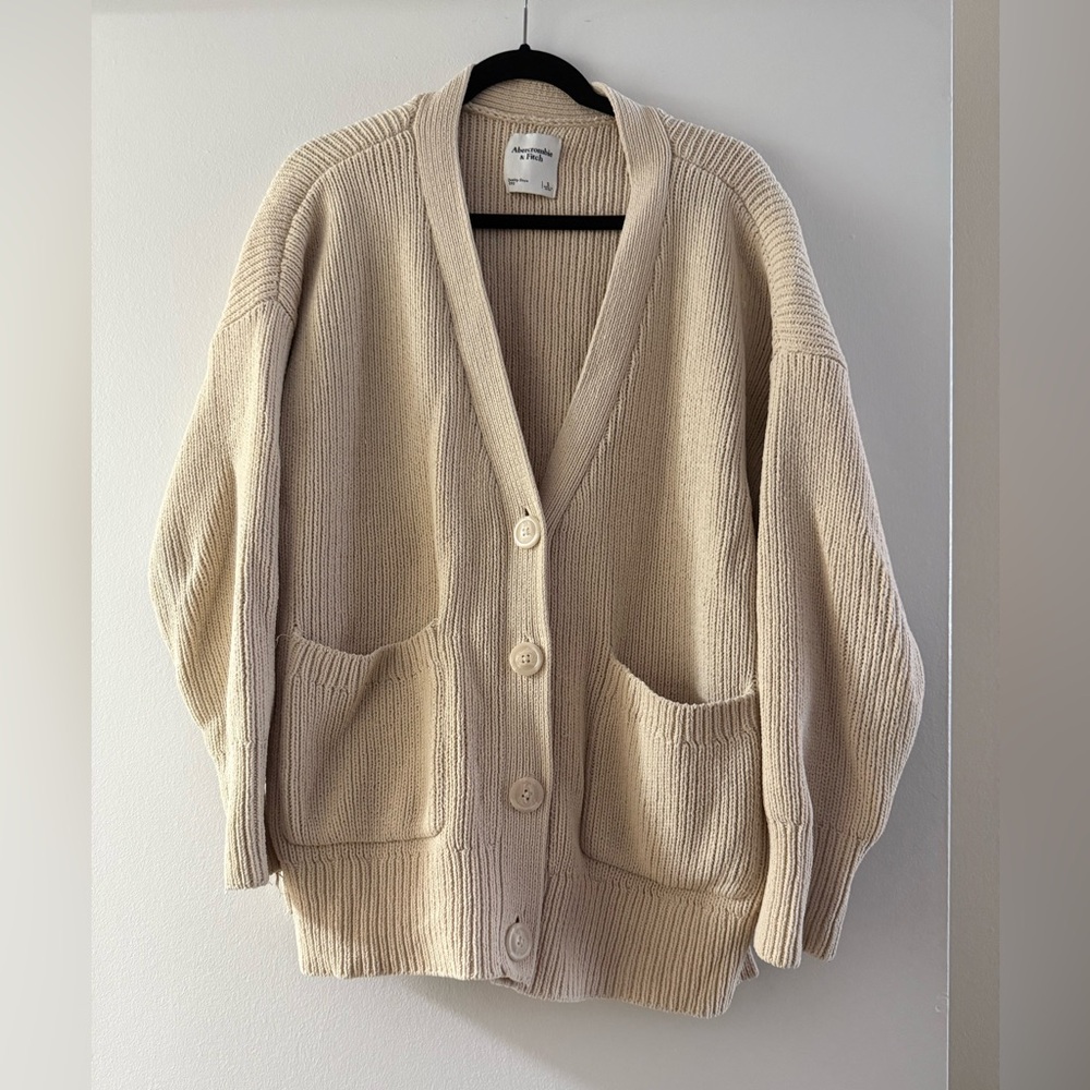 Abercrombie & Fitch Cream Button-Up Cardigan